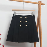 Guangzhou Women's Dress 2025 Spring Korean Version Of Double Buckle High Waist Thin A Short Skirt Suit 100-Folded Skirt HZ1208