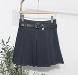 Spring And Summer Women's Retro Modern Hit Color Clear Line Pressure Skirt Anti-Light Short Skirt With Belt 8299 HZ1208