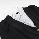 Spring And Autumn Long Sleeve Splicing Solid Color Button A Word Fake Two-Piece Shirt Skirt New Woman HZ1208