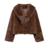 2025 Winter New Women's Clothing Fashion Simple Short Faux Fur Coat HZ1208