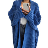 Autumn And Winter Long Cardigan Pure Color Women's Knit Fashion Holiday Sweater Coat Women HZ1208