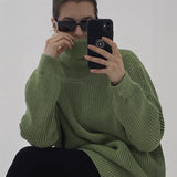 New High-Necked Sweater For Autumn/Winter 2025 Women Selling Open-Fork Knitted Shirt Design Soft Tops Ins HZ1208