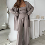 Light Luxury Temperament Casual Brooch Knitted Three Sets Of Women | New Street Party Afternoon Tea Fashion HZ1208