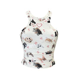 Basic Embroidery Printed Animal Type Vest Small Sling Wearing Coat Without Sleeves Sweet Spicy Top Lady HZ1208