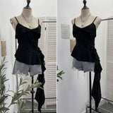 Spice Girls Irregular Slings Sherse Women's New Sexy Leaf Leaf Blitting Short Blouse 9211 HZ1208