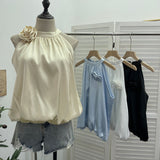 Real Shooting French Gold Wind Hanging Shoulder Waistcoat Woman Design Feel Sleeveless Bud Top Loose Shirt 1170 HZ1208