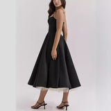 Sexy Women's New Sling V-Neck Sleeveless Dress Pony Skirt HZ1208
