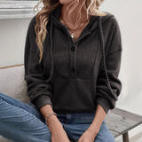 Autumn And Winter Hooded Pit Strip Long-Sleeved Coat Top HZ1208