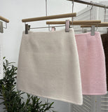 Real Shooting Pink Hair This Dress Girl Autumn And Winter High Waist A-Buffed Short Skirt Anti-Light One-Step Skirt 8871 HZ1208