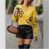 Temperament V-Neck Long-Sleeved Open-Shirted Women's Sweater Bump-Colored Bag Side With Pocket Casual Coat HZ1208