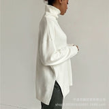 New High-Necked Sweater For Autumn/Winter 2025 Women Selling Open-Fork Knitted Shirt Design Soft Tops Ins HZ1208