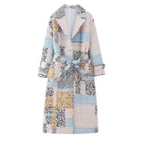 2025 Women's Collar Print Quilt Cotton Long Coat 5796 HZ1208