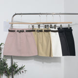 Real Shooting Kin Color High-Rise Thin Bag Hip Skirt 2025 New Hundred With Belt A Short Skirt 9997 HZ1208