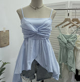 Real Shooting Irregular Kinky Skirt Shaved Belly Thin Sling Vest Design Slim Slime Sleeveless Top 9150 HZ1208