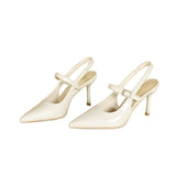 French Wine Red High-Heeled Sandals Women 2025 Summer New Bun Head Buckle Fine Temperament Single Shoe With Skirt HZ1208