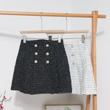 A-Word Bleed Dress Woman 2025 Winter New Korean Version Of The Splicing Double Buckle Pressure Folding Anti-Light Skirt 8991 HZ1208