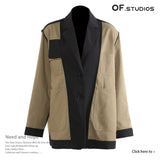 25 New Fashion Temperament Design Leather Splicing Type Tadge Coat 1718 HZ1208