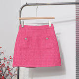 Long-Term Goods Small Fragrant Wind Coarse Flowers A Short Skirt Women High Waist Thin Skinny Bag Hip Half-Body Skirt 8996 HZ1208
