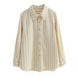 Skin Care Fine Wicked Striped Collar Long-Sleeved Shirt Women's Autumn And Winter New Overlays Thick Shirt Coat Top HZ1208