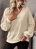 V-Neck 2025 Autumn/Winter T-Shirt Blouse Casual Fashion Elegant And Comfortable Knitwear HZ1208