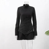 Sexy Women's New Long-Sleeved High-Collar Temperament Skirt HZ1208