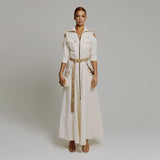 Small Personality Out-To-Shoulder Design Work-In-Sense Dress Women's Summer High-End Zipper (Including Belt) HZ1208