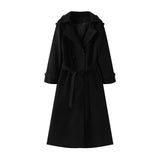 Z2025 Autumn New Female Retro Leisure Double Buckle With Belt Long Hair Coat HZ1208