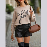 Temperament V-Neck Long-Sleeved Open-Shirted Women's Sweater Bump-Colored Bag Side With Pocket Casual Coat HZ1208