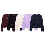 Autumn New Gold Buckle Trim Knitted Coat 6427144 HZ1208