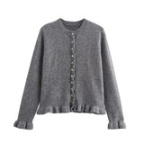 Z2025 Autumn New Temperament Round Neck Simple Stacked Knitted Coat 2756114 HZ1208