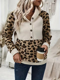 New Leopard-Print Sleeve Spliced Cap Long-Sleeved Eds Coat HZ1208