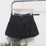 Real Shooting Flower Babe Half-Dress Woman 2025 Summer Korean Version Of High-Waisted Pony Skirt Casual A Short Skirt With Belt 8328 HZ1208