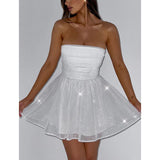 New Sexy Shoulderless Strap-Less Braided Sleeveless Body-Cuffed Dress Super Short Skirt Black Small Gift HZ1208