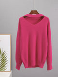 2025 Autumn And Winter Ultra-Soft V-Neck Imitation Marinish Sweater Female Lazy Style Loose Knitted Sweater HZ1208