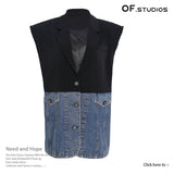 25 New Cowboy Splicing Colliding With Colored Shoulder Cotton Suit Sleeveless Vest Coat Female 1669 HZ1208