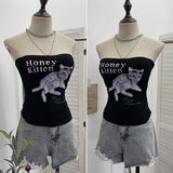 Hot Diamond Tector Tset Coat Outside Wearing Bra Mat Babes Wrapped Bra Short Open Umbilly Printed Vest 8031 HZ1208