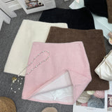 Real Shooting Pink Hair This Dress Girl Autumn And Winter High Waist A-Buffed Short Skirt Anti-Light One-Step Skirt 8871 HZ1208