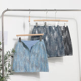 Real Shooting Hot Girl High Waist A Word Lysing Skirt New Flash Short Skirt Anti-Walking Step Bag Hip Skirt 8032 HZ1208