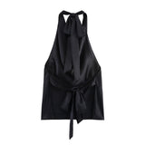 Summer New Hanging Neck Silk Jerk Texture Solid Color Exposed Back Coat 2892650 HZ1208