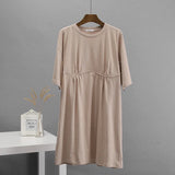 2025 Summer New Cotton Dress Women's Casual Loose Round-Neck T-Neck Round-Neck A-Shaped Dress Women's Dress HZ1208
