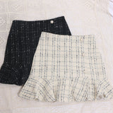2025 New Autumn And Winter Lattice Coarse Flowers Of The Half-Body Skirt High Waist A Word-Bow Irregular Fishtail Skirt 8876 HZ1208