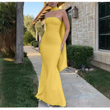 Sexy Women's New Body-Body-Bendered Ass Fishtail Dress Solid Dress Skirt Shawl HZ1208