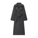 Z2025 Autumn New Female Retro Leisure Double Buckle With Belt Long Hair Coat HZ1208