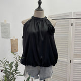 Real Shooting French Gold Wind Hanging Shoulder Waistcoat Woman Design Feel Sleeveless Bud Top Loose Shirt 1170 HZ1208