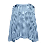 2025 New Sexy Hollow Knitted Sun Protection Shirt Holiday Knitted Jersey Women's Spring And Summer Outside The Beach Hoodie Tops HZ1208
