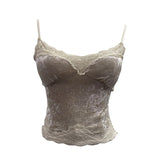 Set Up The Coat Series Velvet Lace Lace Sling With Chest Pad Wear Vest Top 9186 HZ1208