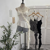 Spice Girls Irregular Slings Sherse Women's New Sexy Leaf Leaf Blitting Short Blouse 9211 HZ1208