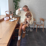 Fashion Design Single-Drip Buckle Dress Knitted Dress Female Senior Folding Dress Simple Elegant Style HZ1208