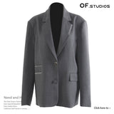 25 Early Autumn Heavy Industry Tuxedo Splicing Suit Personality Cut Long Coat Female 1820 HZ1208