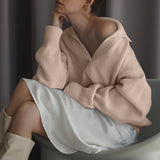 Autumn And Winter New Polo Collar Knitted Women's Sweater Hot Selling Girls HZ1208